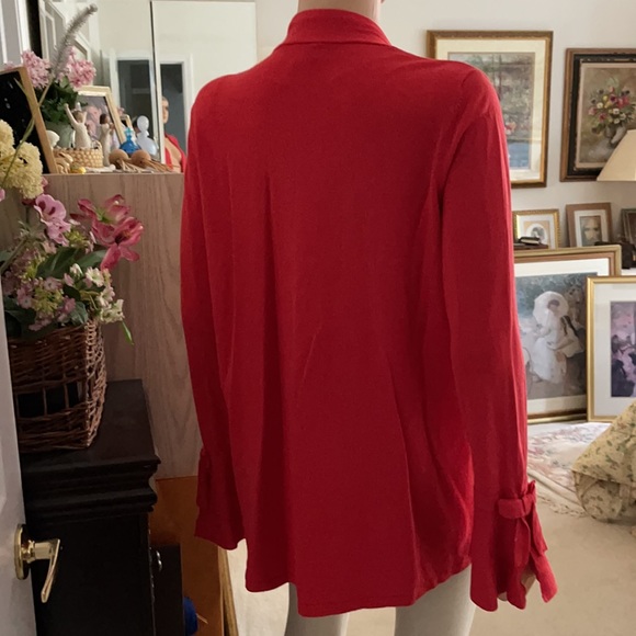 Carmen Marc Valvo red open cardigan bell cuff - Picture 3 of 9